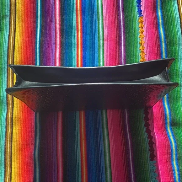 Burberry Black Embossed Monogram Leather Clutch Computer Bag - Picture 12 of 15